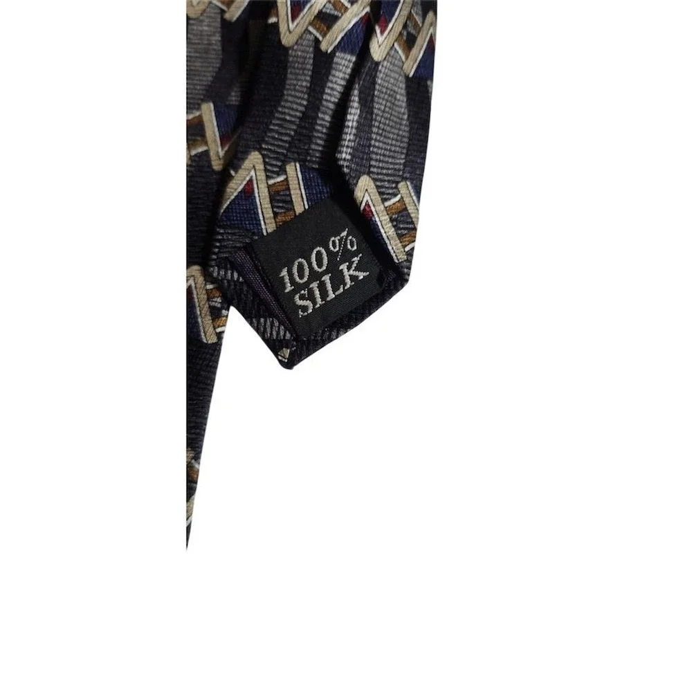 Oleg Cassini Men's 100% Silk Tie Geometric‎ Art Deco Classic vintage Careercore